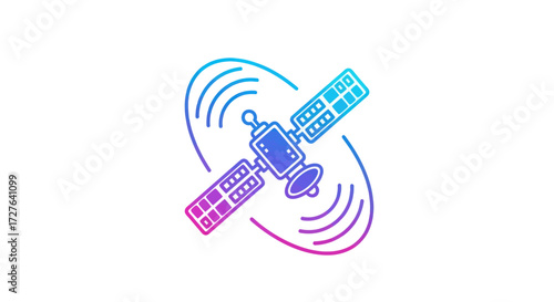 Stylized Satellite Icon with Gradient Colors and Signal Waves.