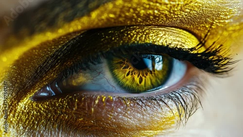 Close-up of eye with gold makeup