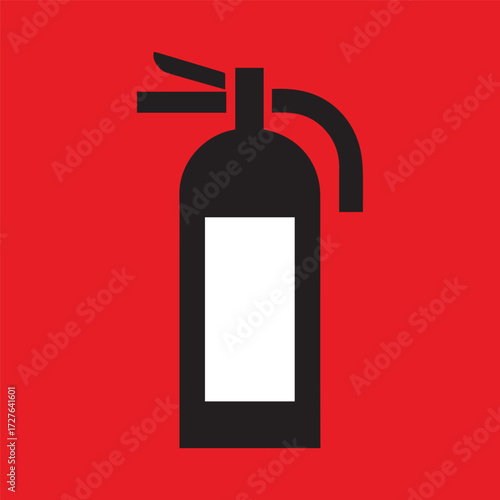 Minimal Vector Fire Extinguisher Design – Simple Safety Equipment Icon for Emergency, Industrial, and Commercial Use, Modern Monochrome Fire Protection Symbol Graphic