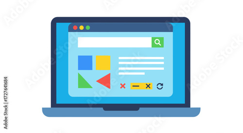 Modern Laptop Displaying a Colorful Web Design Interface.