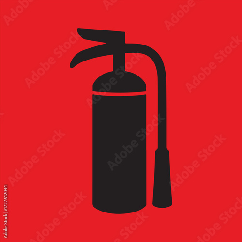Minimal Vector Fire Extinguisher Design – Simple Safety Equipment Icon for Emergency, Industrial, and Commercial Use, Modern Monochrome Fire Protection Symbol Graphic