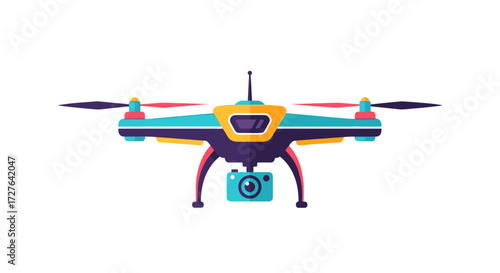 Colorful Quadcopter Drone with Camera and Antenna.
