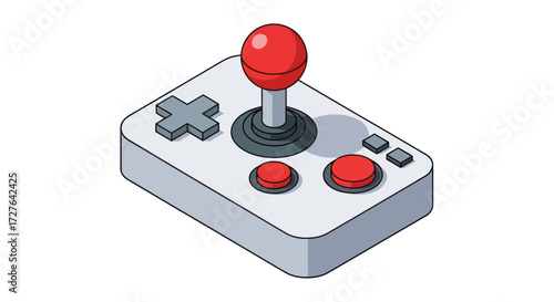 Retro-Style Joystick Game Controller with Red Buttons.