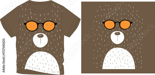 Bear in Glasses t.shirt graphic design vector illustration