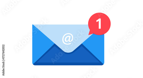 Blue Envelope Icon with Red Notification Bubble.