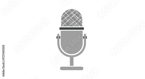 Classic Silver Microphone Illustration for Audio Recording and Broadcasting.