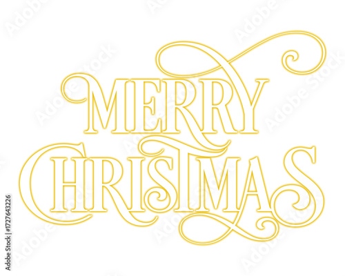 Elegant Merry Christmas gold lettering on black background