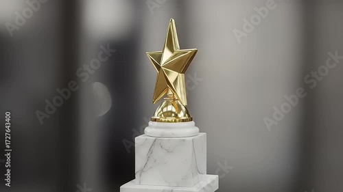 Golden star trophy shining animation with sparkling effects and motion highlights
