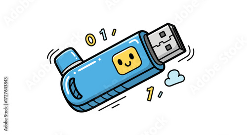 Cute Cartoon USB Flash Drive with Happy Face.