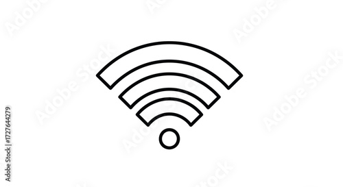 A minimalist black outline icon representing a Wi-Fi or wireless internet signal connection.