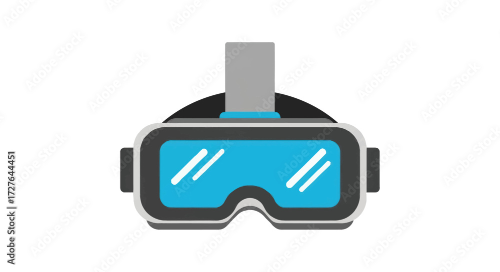 Fototapeta premium Modern Virtual Reality Headset with Blue Lenses and Head Strap.