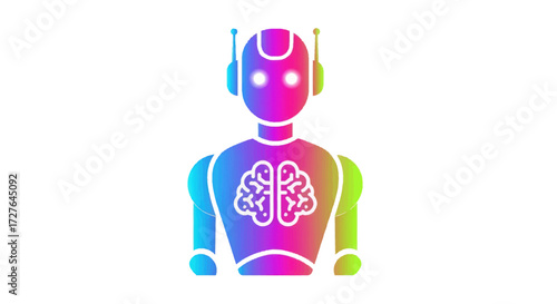 Colorful Futuristic Robot with Visible Brain.