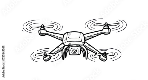 Hand-drawn Sketch of a Quadcopter Drone.