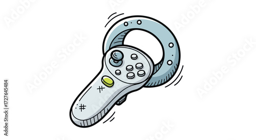 Illustrated Cartoon VR Controller with Circular Handle.