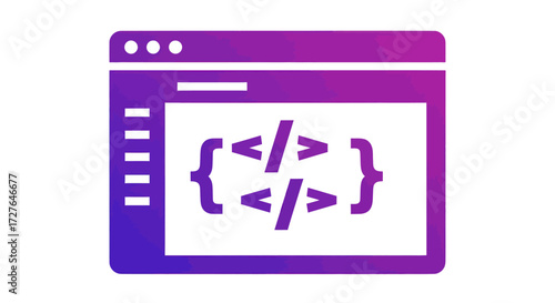 Web Browser Window Displaying Code Brackets and Slash.