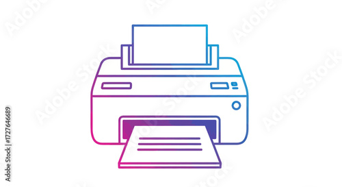 Gradient Outline of a Printer with Paper.
