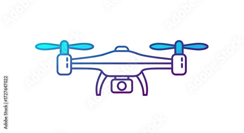 Stylized Drone Illustration with Gradient Blue and Purple Outlines.