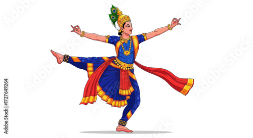 Bharatanatyam Dancer in Traditional Pose and Costume.