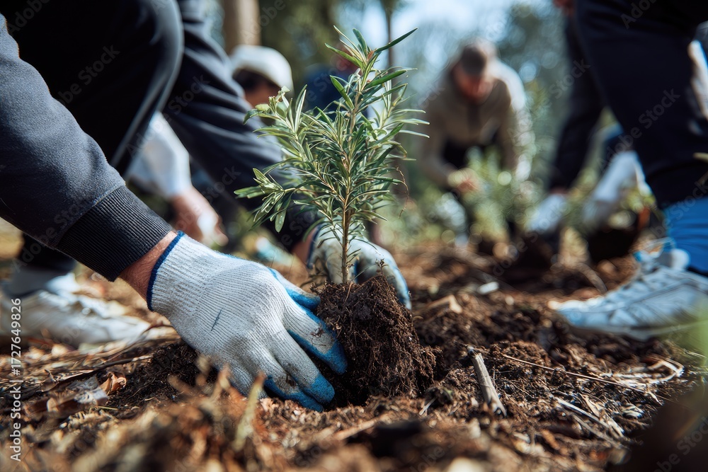Obraz premium Hands planting trees in the earth