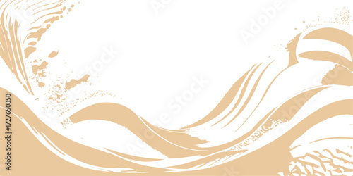 This abstract vector illustration features an orange and yellow curve and line pattern with a smooth wave design creating a colorful summer backdrop or website banner
