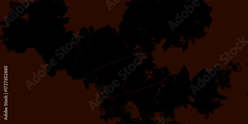 Abstract grunge background vector illustration of a dark twilight sunset landscape with silhouette trees against an orange and red sky