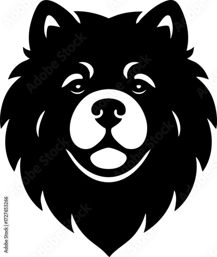 Chow Chow face front view with broad head and dense mane-like fur.