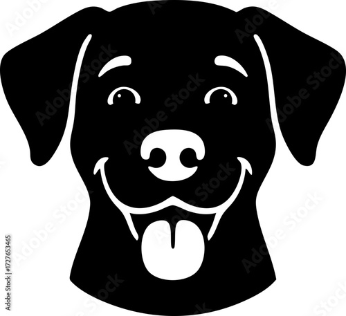 Labrador Retriever head front view with cheerful look and broad features.