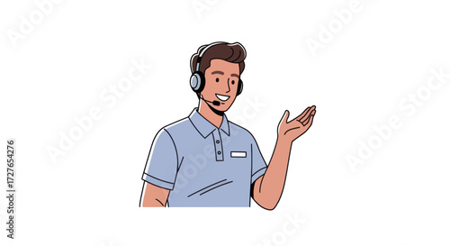 Friendly Male Customer Service Representative Wearing a Headset.