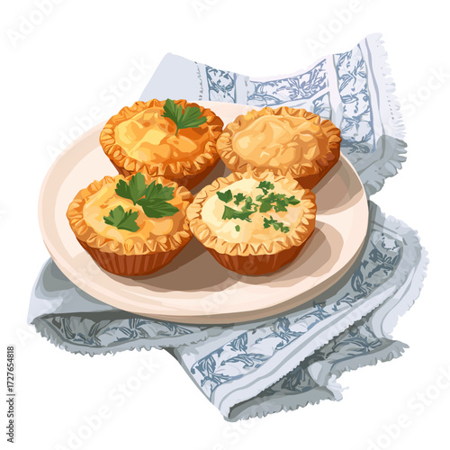Brazilian Empadinhas Mini Savory Pies Vector Illustrtion