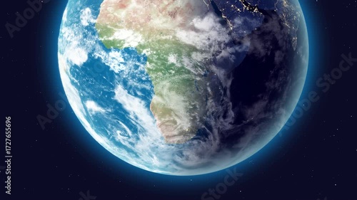 realistic earth in space close up animation