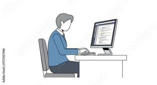 Person working on a computer at a desk.