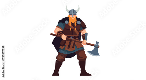 Powerful Viking Warrior with Battle-Ready Axe.