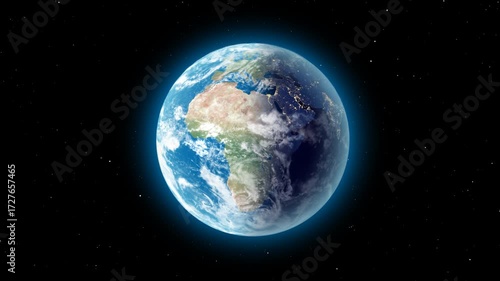 realistic earth in space close up animation with alpha on transparent background 