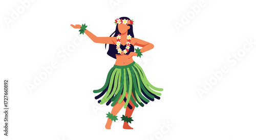 Hula Dancer in Traditional Costume.