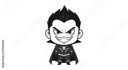 Cartoon Vampire Character with Spiky Hair and Cape.