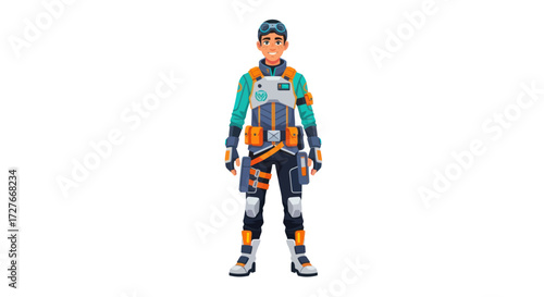 Detailed Action Figure of a Female Explorer in Tactical Gear.