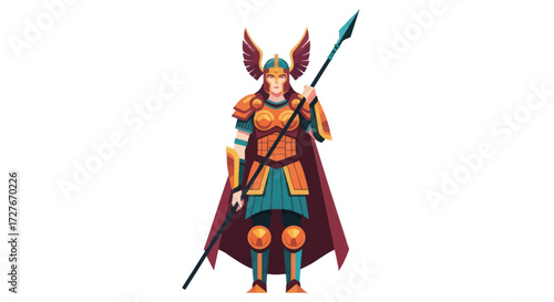Valkyrie Warrior with Spear Winged Helmet and Armor.
