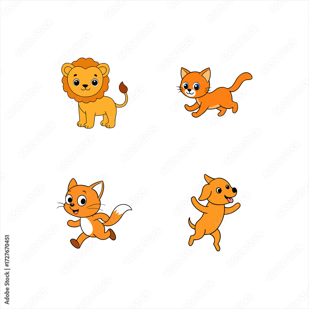Obraz premium Animal run cartoon vector illustrati