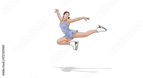 Athletic Figure Skater Performing a Dynamic Jump in Mid-Air.
