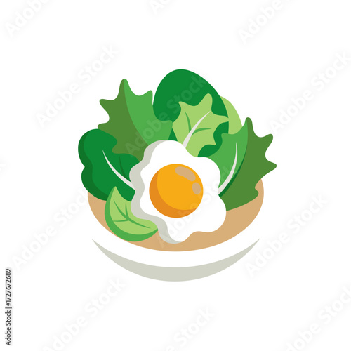 salade lyonnaise vector  crisp  yolk  tang  greens