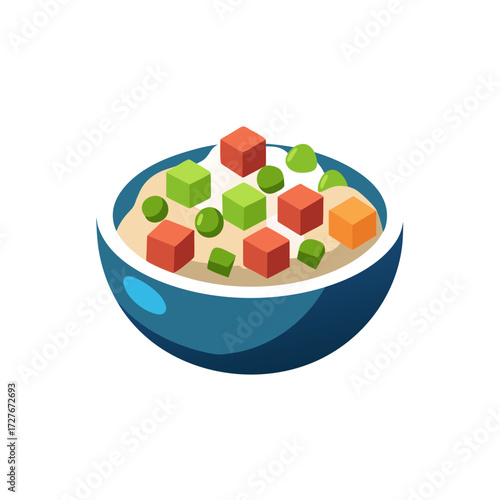 salade russe vector  pea  bind  cube  white bg 