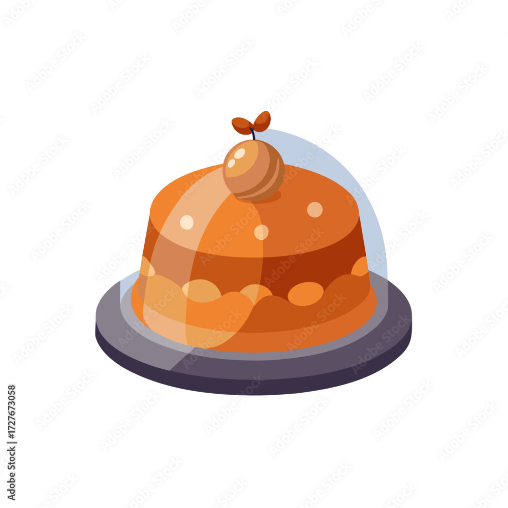 Fototapeta premium persimmon pudding vector sauce walnuts pulp 