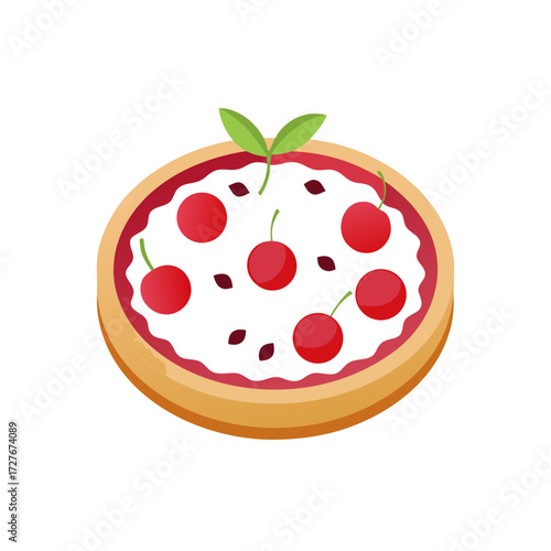 clafoutis cherry vector  set  dust  sinks  batter 