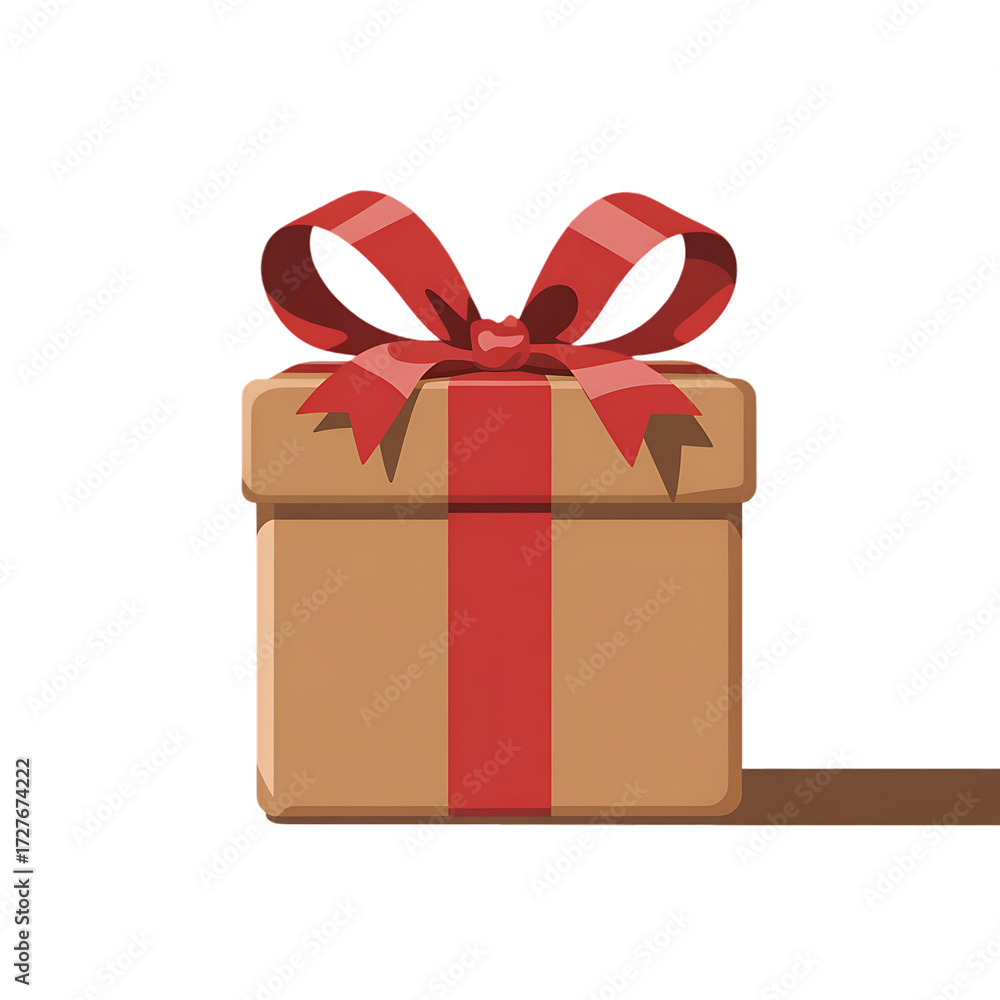 Obraz premium Delightful present with a vibrant red bow, perfect for celebrating special occasions with joy and anticipation, gifting holidays, and spreading cheer
