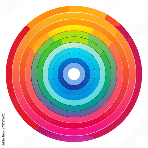Concentric circles rainbow gradient isolated on transparent background