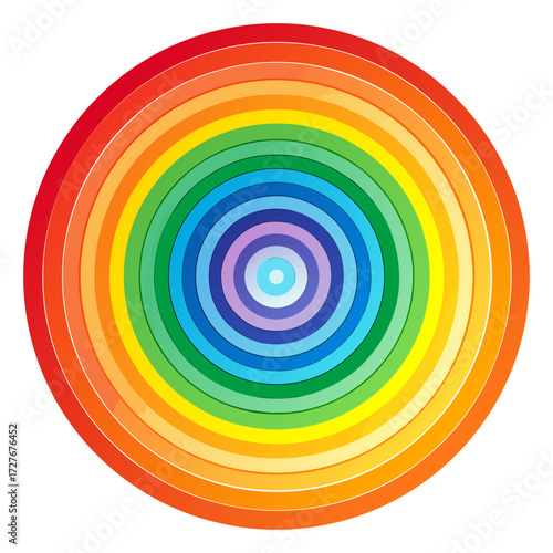 Concentric rainbow circles isolated on transparent background
