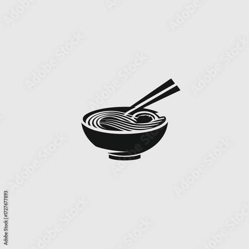 Graphic art of noodles in a bowl with chopsticks
