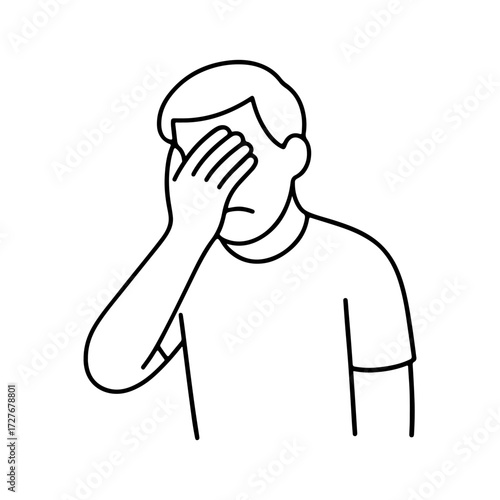 line icon person doing a facepalm vector on a white background
Vector line icon on a white background
