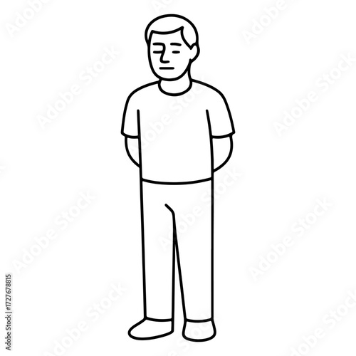 line icon man holding his hands behind his back vector on a white background
Vector line icon on a white background