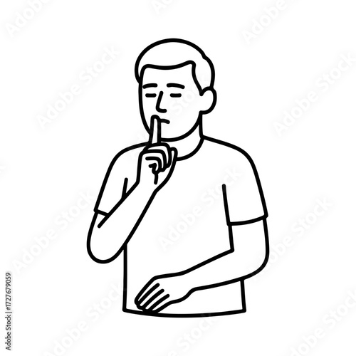 line icon person making a hush gesture vector on a white background
Vector line icon on a white background